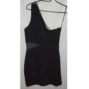 Jump Black One-Shoulder Mesh Peek Side Bodycon Dress Women’s Size Medium